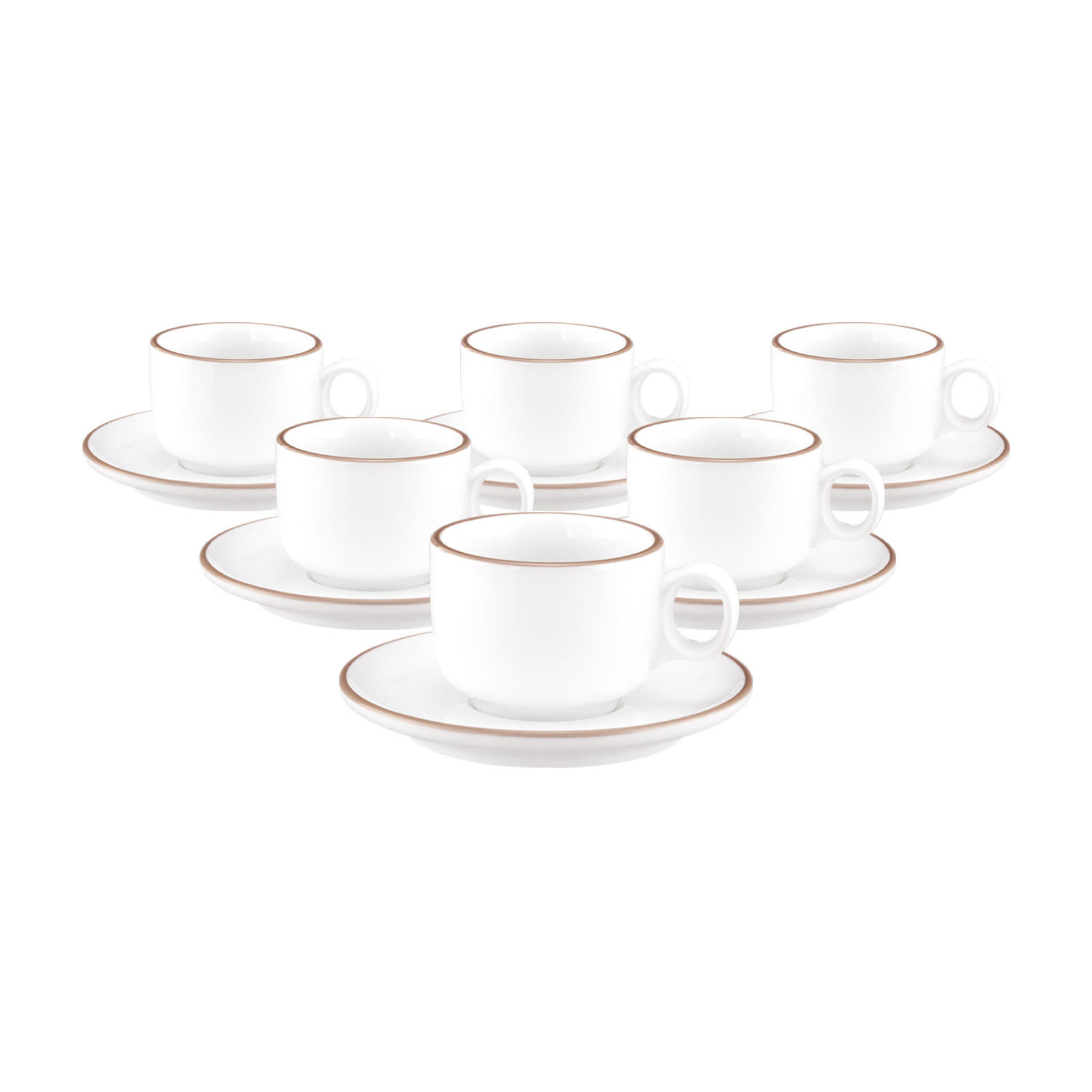 ESPRESSOTASSEN MIT UNTERTASSEN Sento Home Pure Lines Cocoa Brown 80 ml 6er Set - Hellbraun, Keramik (0.08L) - Seltmann Weiden