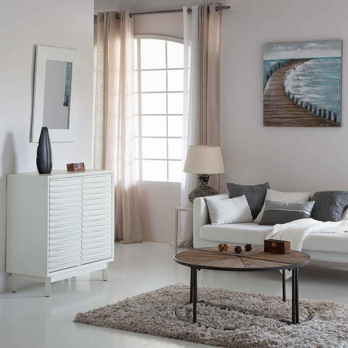 ANRICHTE aus Holz mit 2 Türiges 85x40x91 cm - Weiß, Holz (85/90/40cm) - Wanderlust