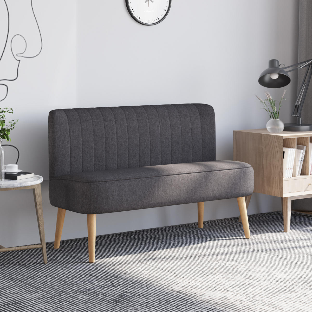 2-SITZER Sofa Dunkelgrau 117.0/56.5/77.0 cm - Dunkelgrau, Textil (56.5/77/117cm)