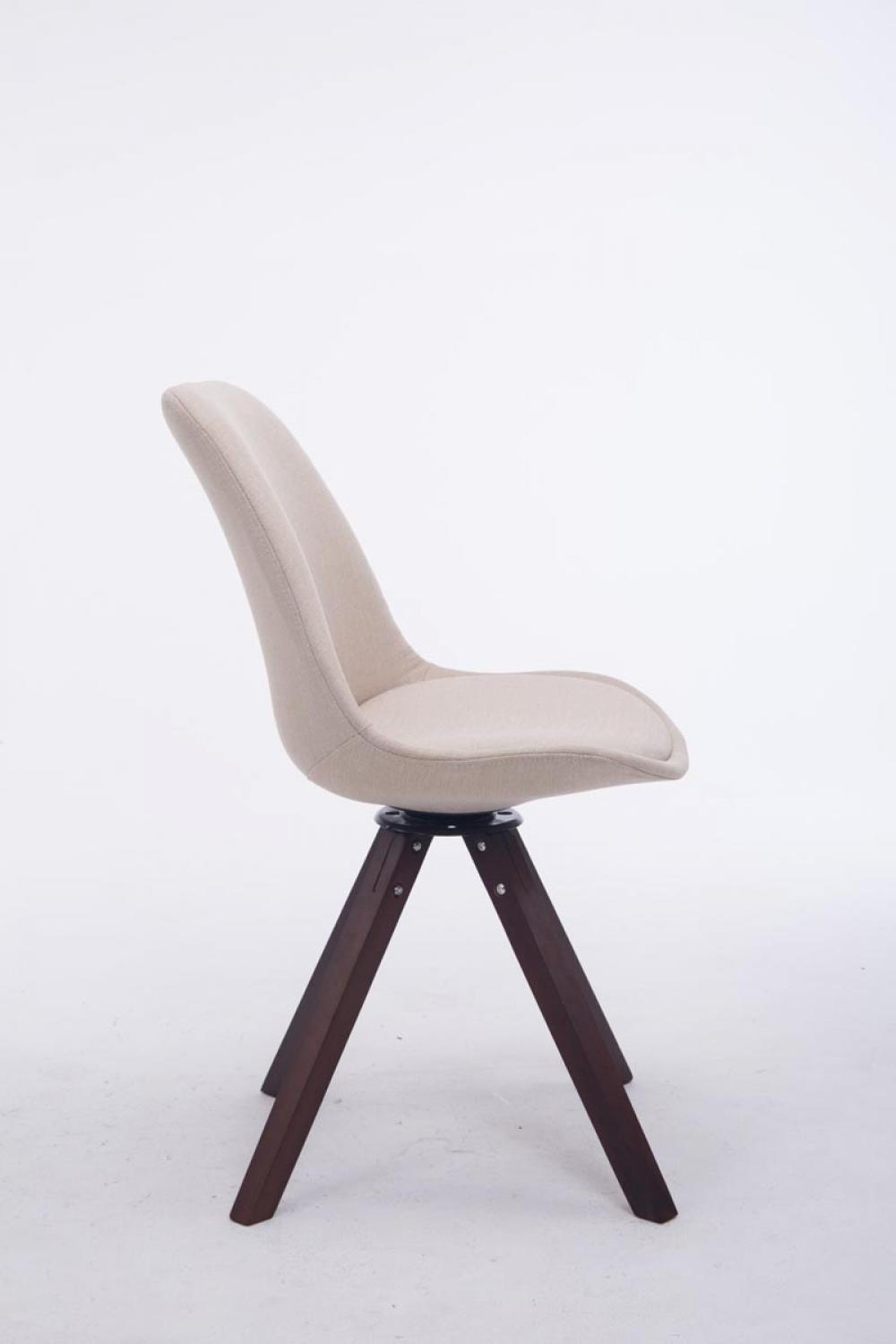 DREHSTUHL Stoff creme - Walnussfarben/Creme, Holz/Textil (48/84/56cm) - CLP