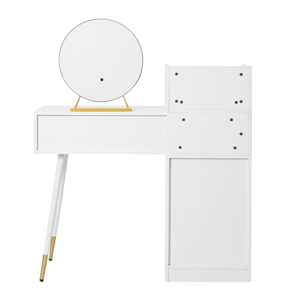 SCHMINKTISCH mit LED-Spiegel, 6 Schubladen & großem Stauraum - Weiß, Holzwerkstoff/Metall (100/102/41.5cm) - Urban Meuble
