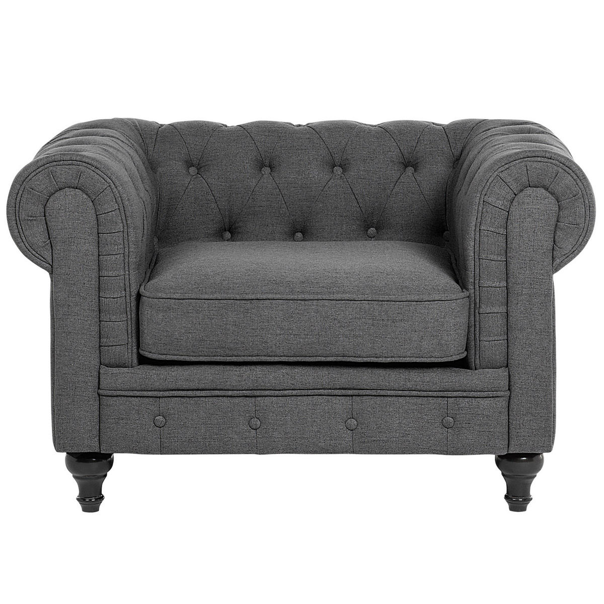 SESSEL Polsterbezug grau Chesterfield - Grau, Textil (110/70/75cm) - Beliani