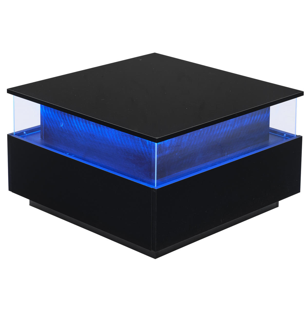 COUCHTISCH mit LED 70x70 cm Schwarz mit 2 Schubladen - Schwarz, Holzwerkstoff (70/70/41cm) - Meubliv