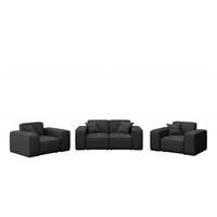 LOUNGEGARNITUR 2 1 1 Gartenmöbel, MALIBU Stoff Odyssey Schwarz - Schwarz, Holz - Kaiser Möbel