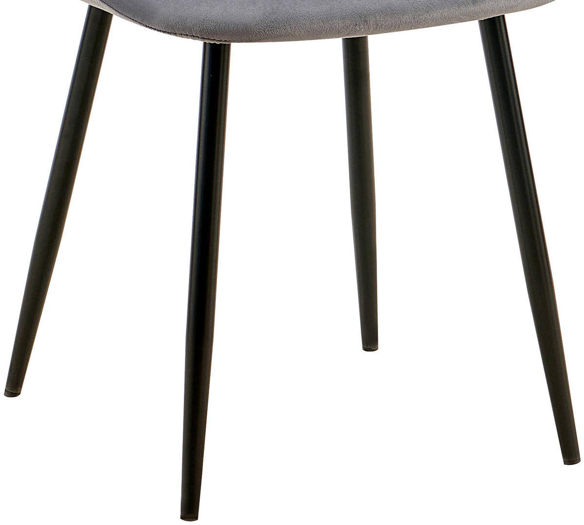 STUHL 4er Set Samt Dunkelgrau - Dunkelgrau/Schwarz, Textil/Metall (45/88/54cm) - CLP