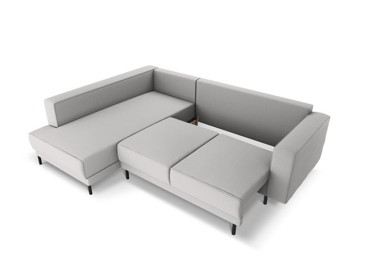 AUSKLAPPBARES-ECKSOFA links Caro aus strukturiertem Stoff hellgrau 5 Sitzplätze - Hellgrau, Textil (187/247cm) - Micadoni