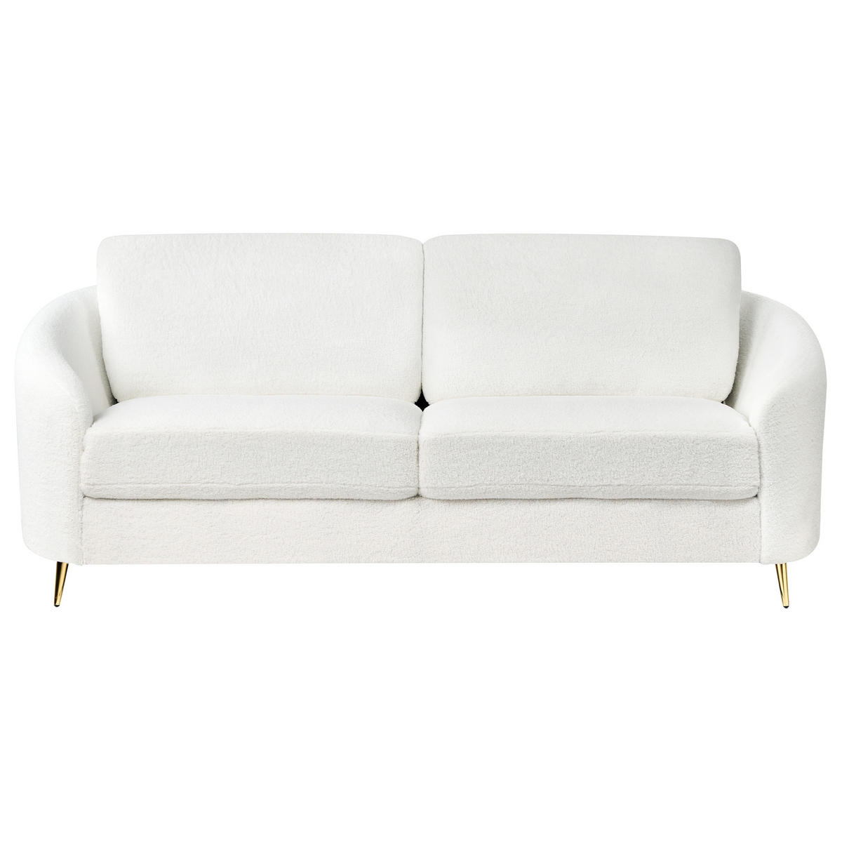 3-SITZER-SOFA Bouclé Weiß/Gold Trosa - Goldfarben/Weiß, Textil (203/88/86cm) - Beliani