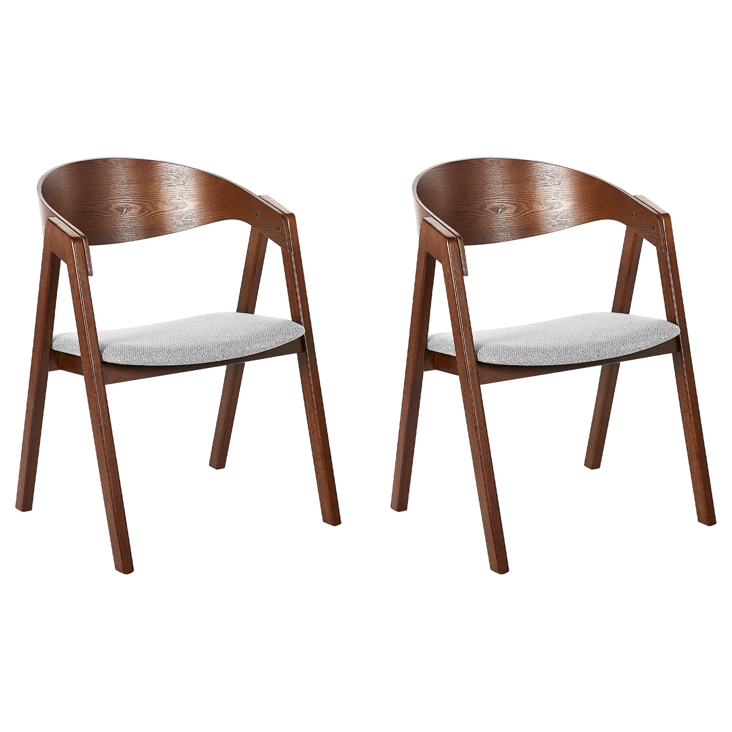 ESSZIMMERSTUHL 2er-Set Holzwerkstoff Dunkler Holzfarbton Yuba - Dunkelbraun, Holz/Textil (56/79/61cm) - Beliani