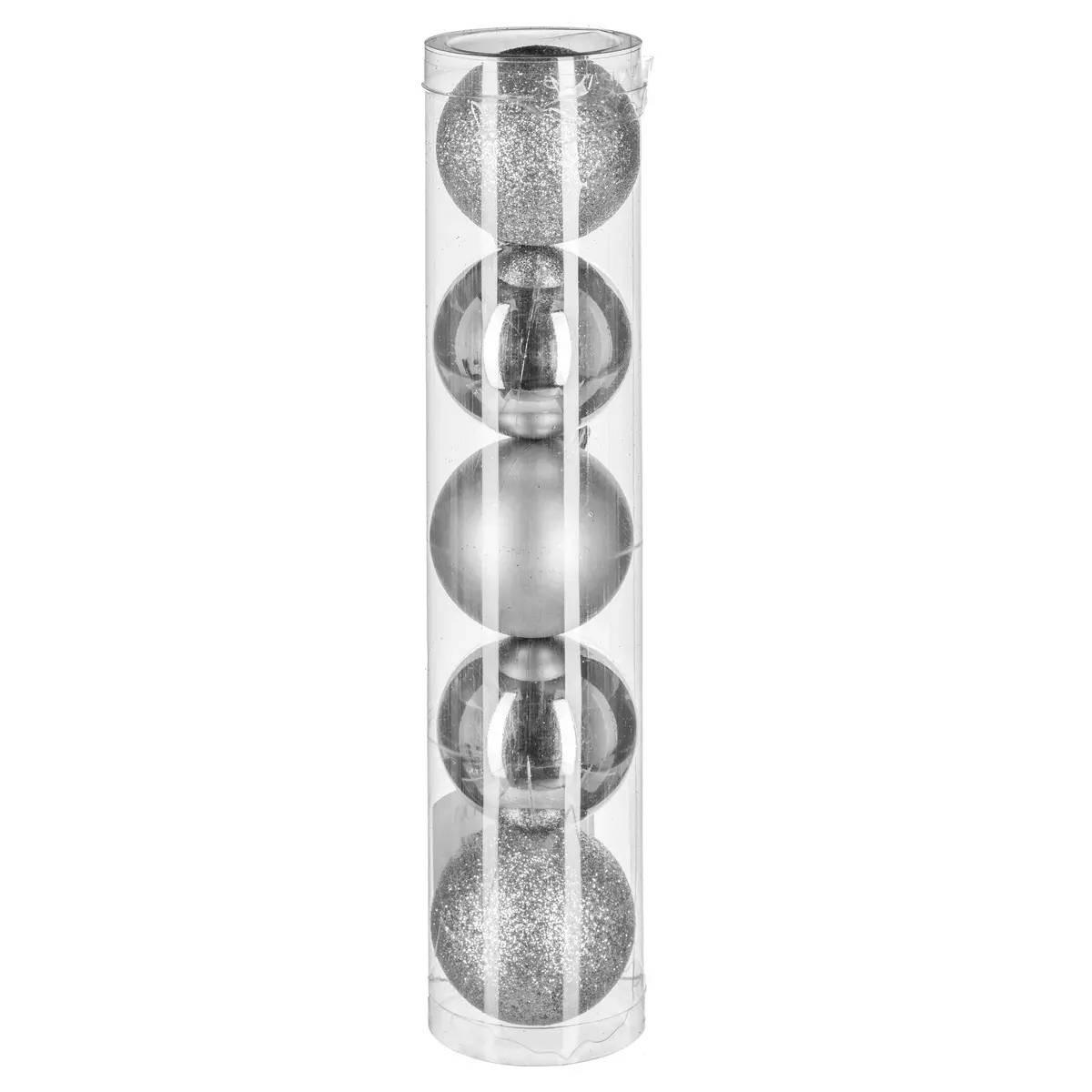 WEIHNACHTSKUGELN 5er-Set Ø 5 cm - Silberfarben, Kunststoff (5/6.2/5cm) - Atmosphera Createur d´interieur