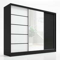 SCHWEBETÜRENSCHRANK 200 cm AURELIA 2 Farbe: Schwarz, Weiß, Schwarz - Schwarz/Weiß, Holzwerkstoff (200/215/60cm) - A&J MöbelLand