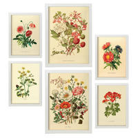 POSTER Set Mit 6 Blumensträuße 1 In Vintage A3 & A4 Weißer Rahmen - Weiß, Papier (29/3cm) - Nacnic
