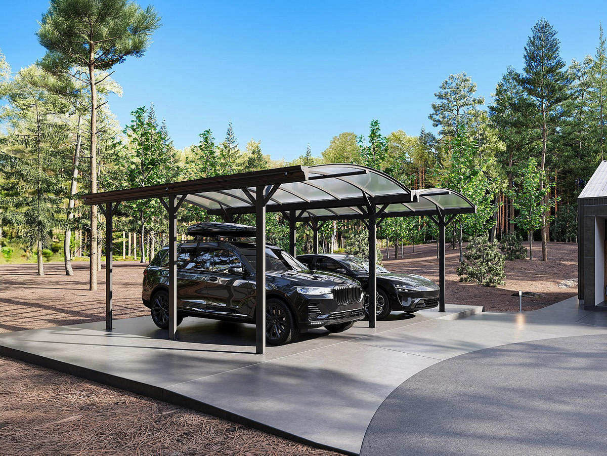 FREISTEHENDES Carport - 2 Personen - plastik - anthrazitgrau Baresa - Anthrazit, Kunststoff/Metall (370/210/574cm) - Vente-Unique