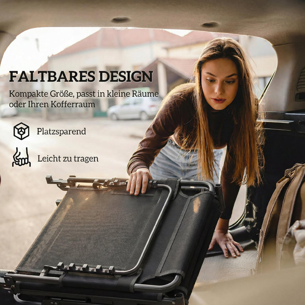SONNENLIEGE Stahl Netzstoff Cremeweiß - Creme/Schwarz, Textil/Metall (68/34/190cm) - Outsunny