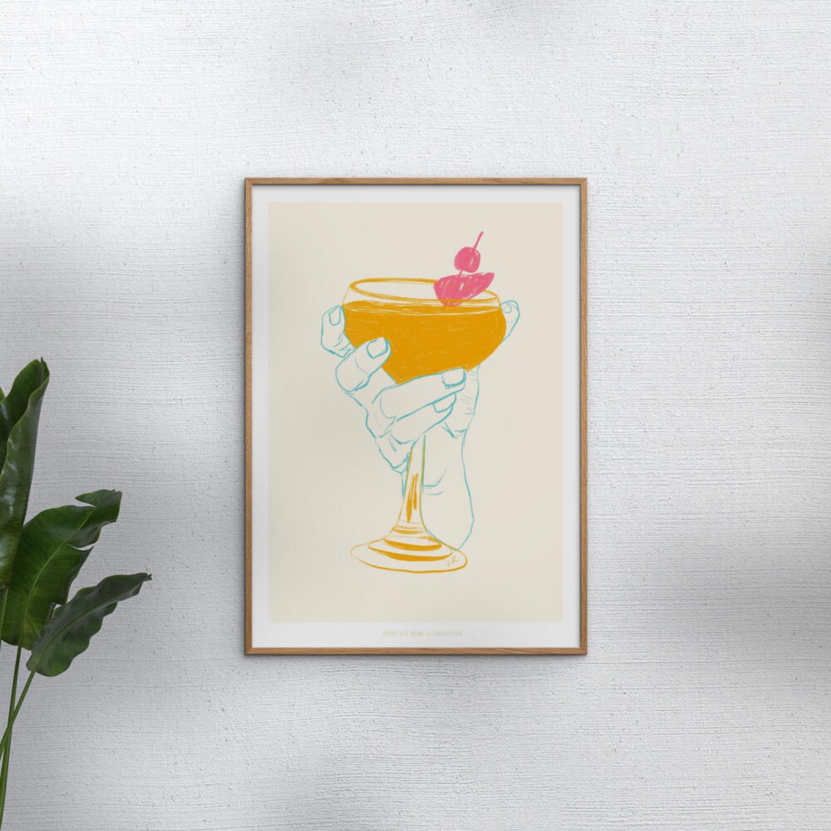 POSTER mit Rahmen Jenny Liz Rome - Cocktail 1 - Eichefarben/Orange, Holz/Papier (30/40cm) - Poster&Frame