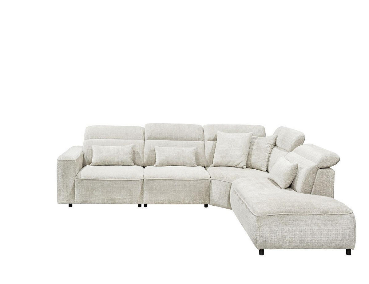 ECKSOFA mit 5-fach verstellbare Kopflehnen und pflegeleichter Mikrofaser-Chenille-Bezug - Schwarz/Weiß, Kunststoff/Textil (285/339cm) - ed exciting design