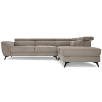 ECKSOFA Webstoff Beige - Beige/Schwarz, Textil/Metall (290/95cm) - Furnhouse
