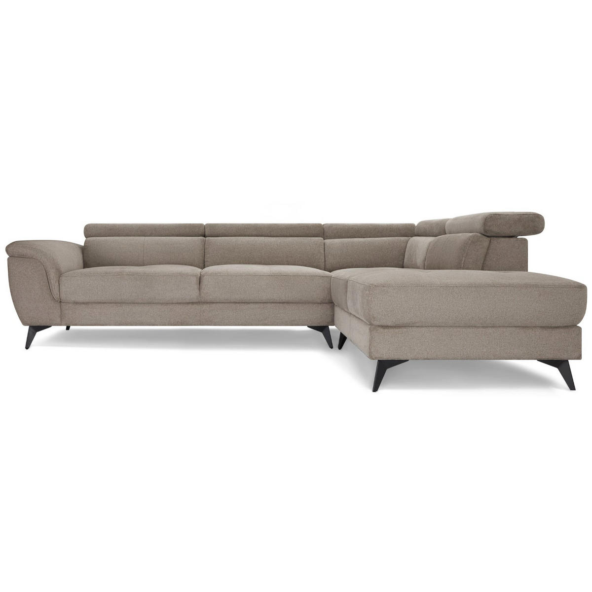 ECKSOFA Webstoff Beige - Beige/Schwarz, Textil/Metall (290/95cm) - Furnhouse