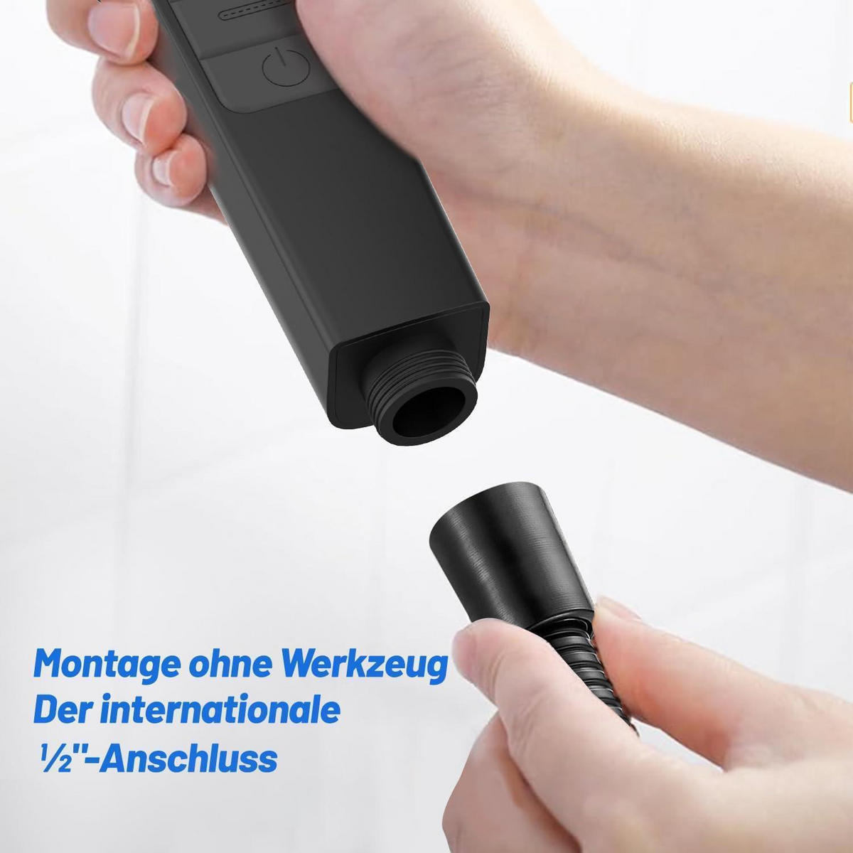 DUSCHKOPF mit Schlauch 7 Strahlarten Wassersparend Grau - Grau, Kunststoff (10.5/12.7/26cm)