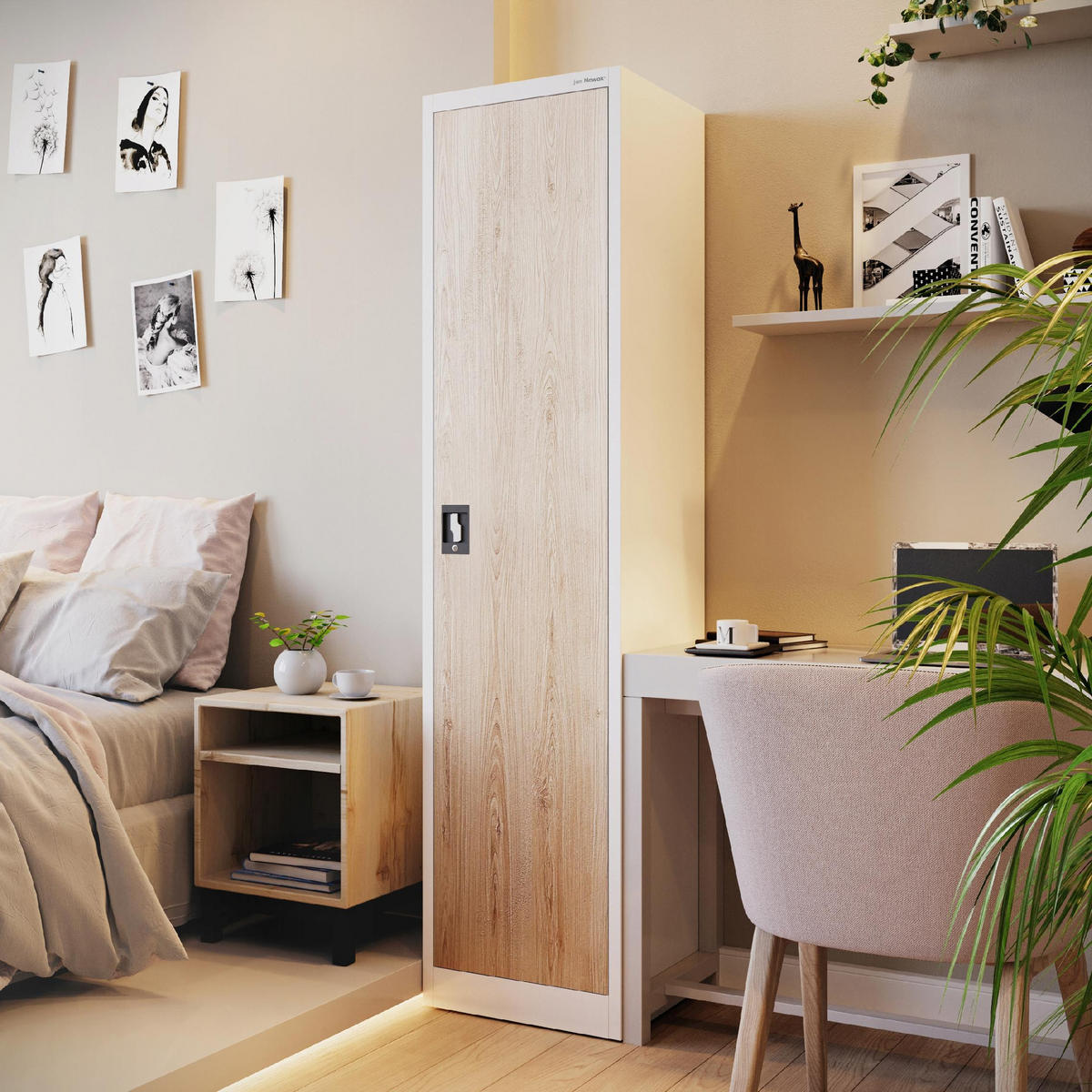 AKTENSCHRANK ALEX - Beige/Weiß, Metall (45/185/40cm) - Jan Nowak