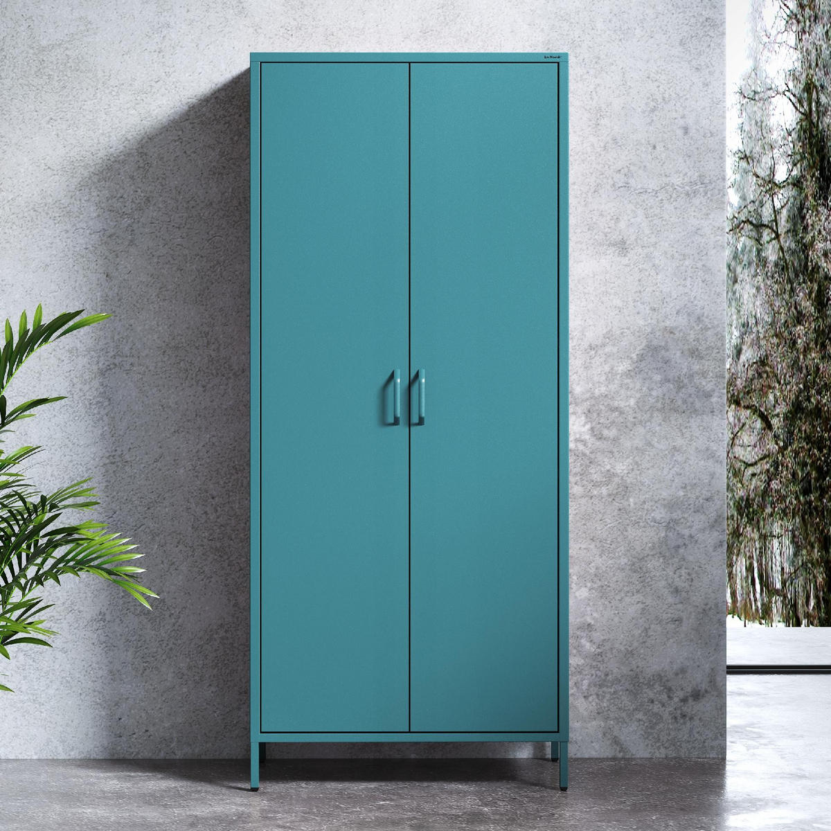 KLEIDERSCHRANK FLAVIO - Grün, Metall (80/185/45cm) - Jan Nowak