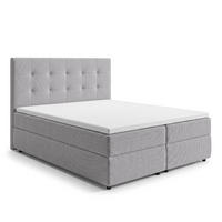 BOXBETT SAKARYA 160x200 cm mit Bettkasten und Matratze - Hellgrau + TOPPER - Hellgrau/Schwarz, Holz/Holzwerkstoff (160/200cm) - AX Living