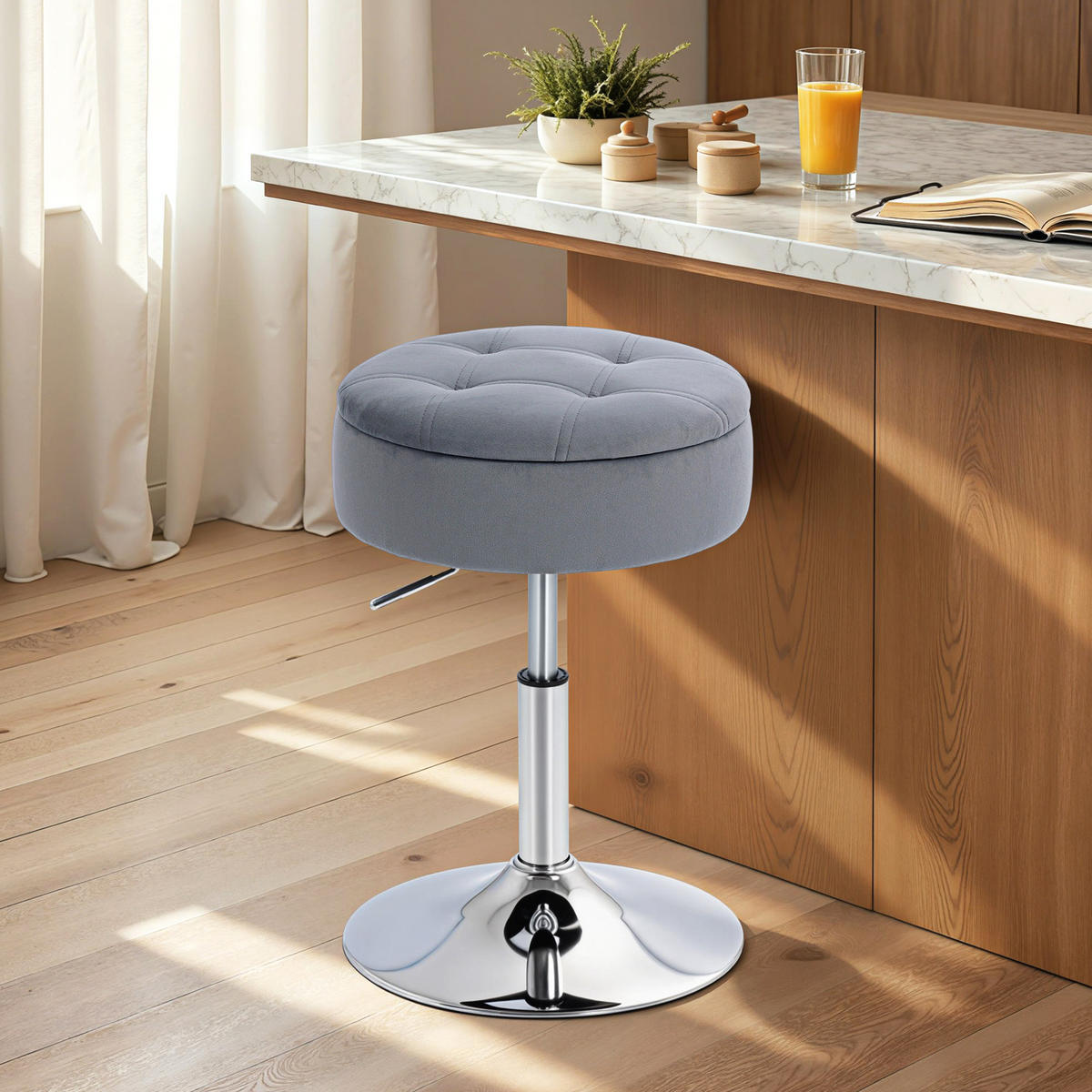 BARHOCKER Grau 39.0/39.0/65.0cm - Grau, Textil (39/65/39cm)
