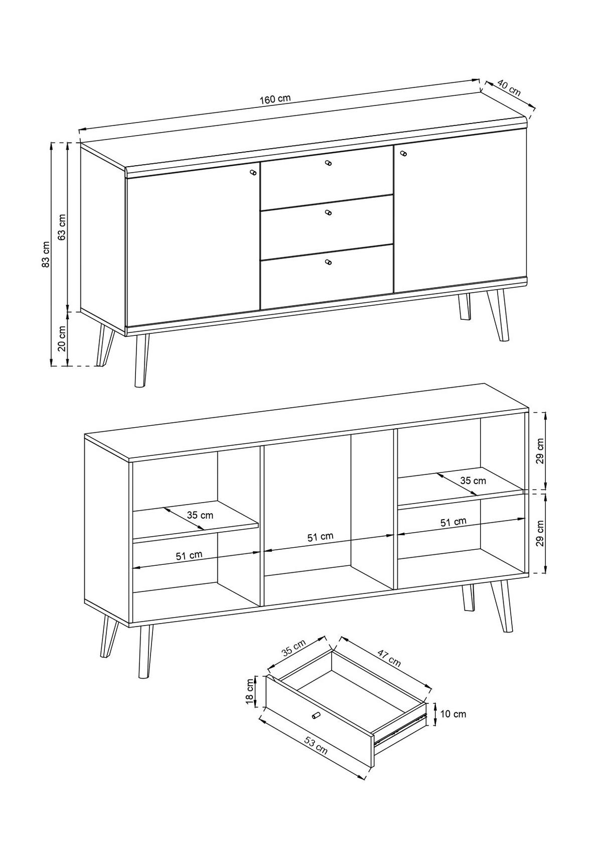 WOHNZIMMER Set 6-tlg. – Primo – Weiß / Sonoma Eiche - Weiß, Holzwerkstoff (160/50/40cm) - hi-markt