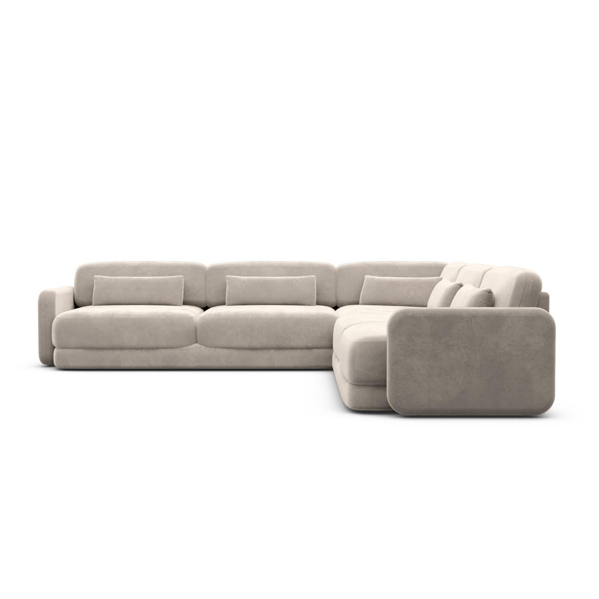 ECKSOFA Valencia L Form Samtstoff Sand - Sandfarben, Textil (229/229cm) - Sofa Dreams