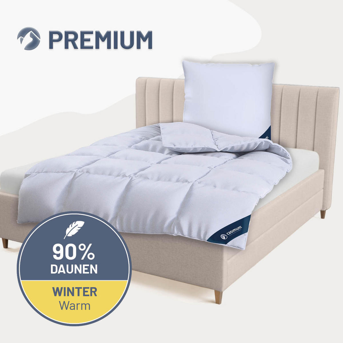 DAUNENDECKE 200x200 Warm, PREMIUM Winterdecke 90% Daune - Weiß, Textil (200/200cm) - casimum