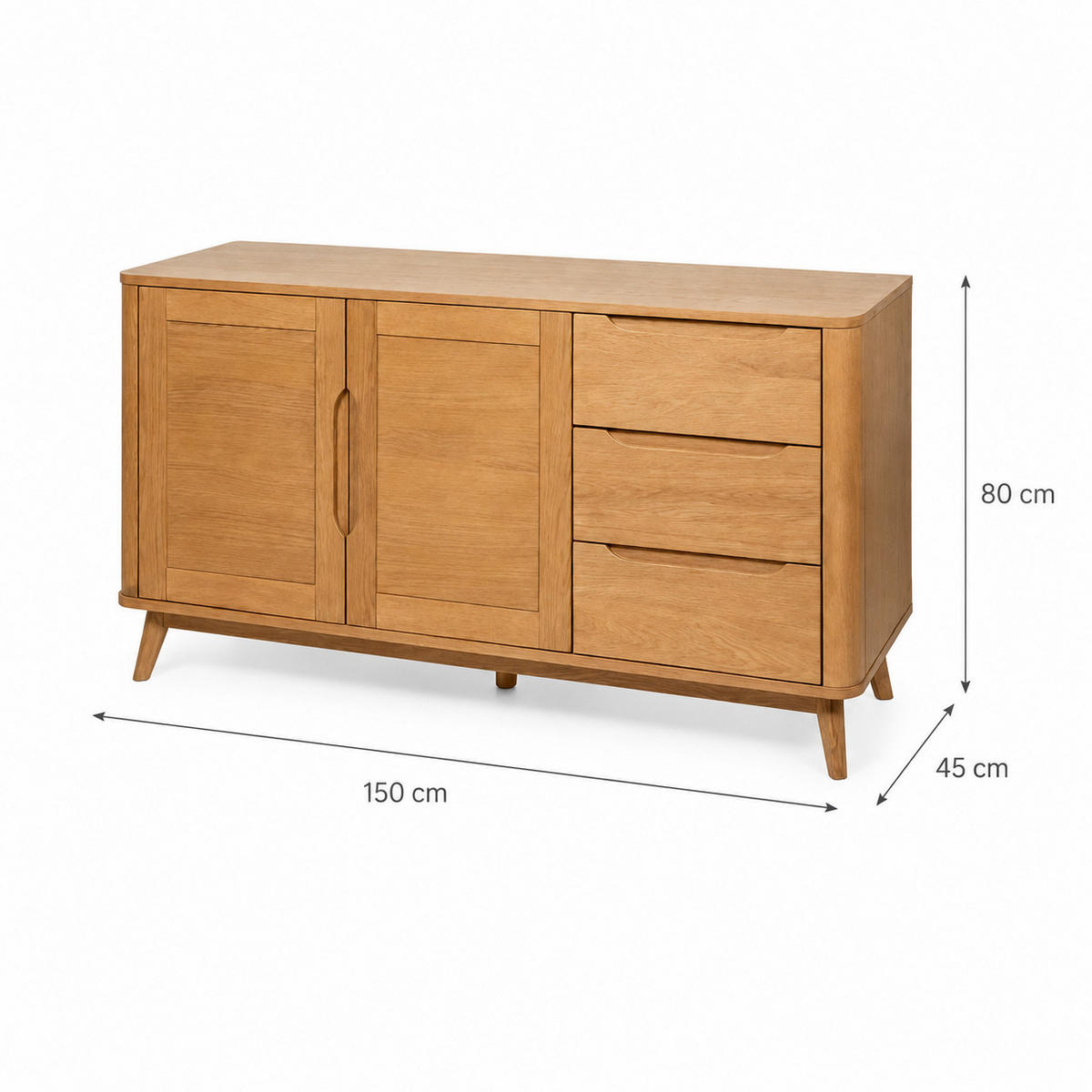 SIDEBOARD Nora, Natur Massiveiche - Beige, Holz (45/80/150cm) - WOODEK