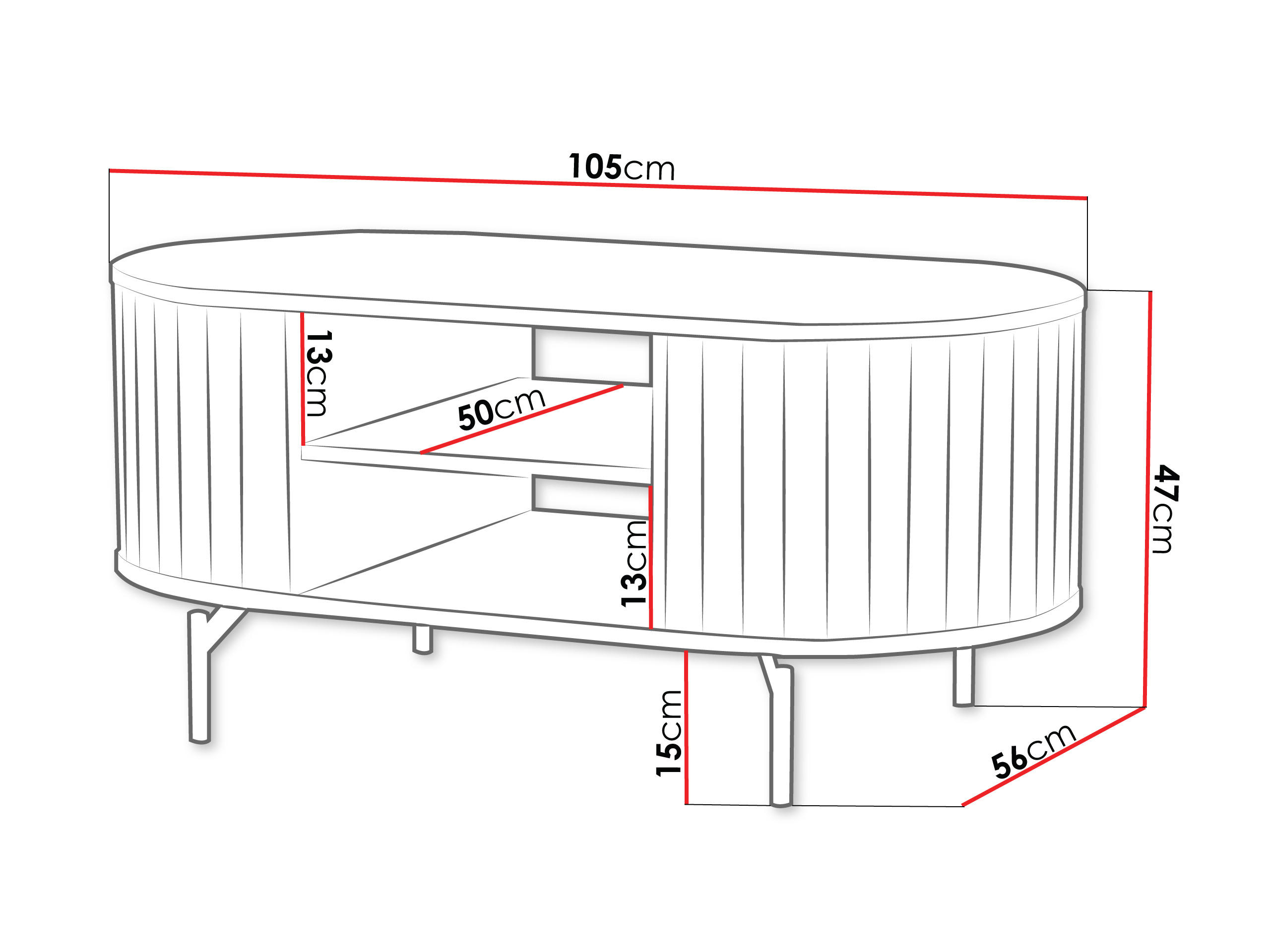 COUCHTISCH Zante 06 - Goldfarben/Schwarz, Holzwerkstoff/Metall (56/105/47cm) - MIRJAN24