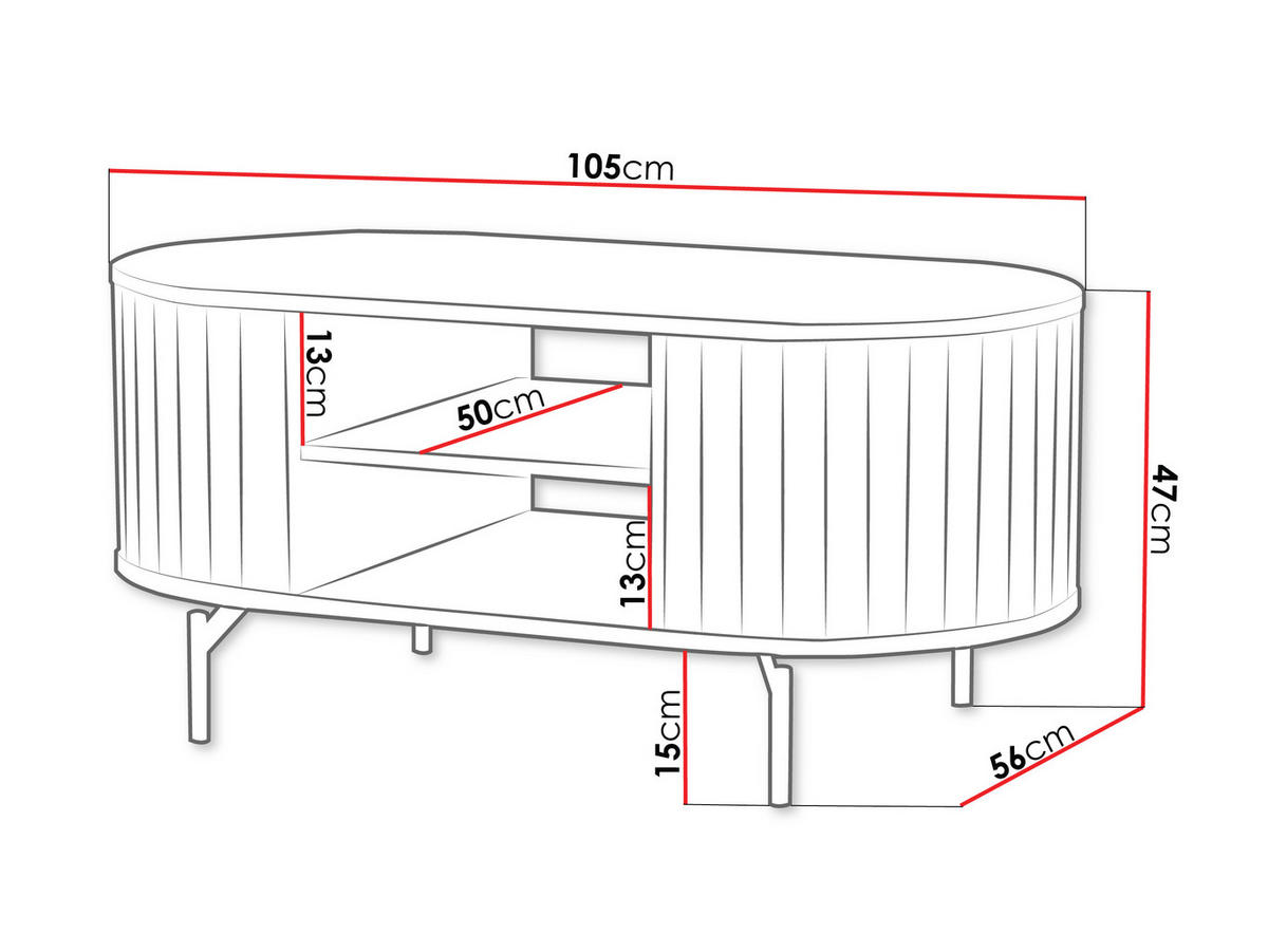 COUCHTISCH Zante 06 - Goldfarben/Schwarz, Holzwerkstoff/Metall (56/105/47cm) - MIRJAN24