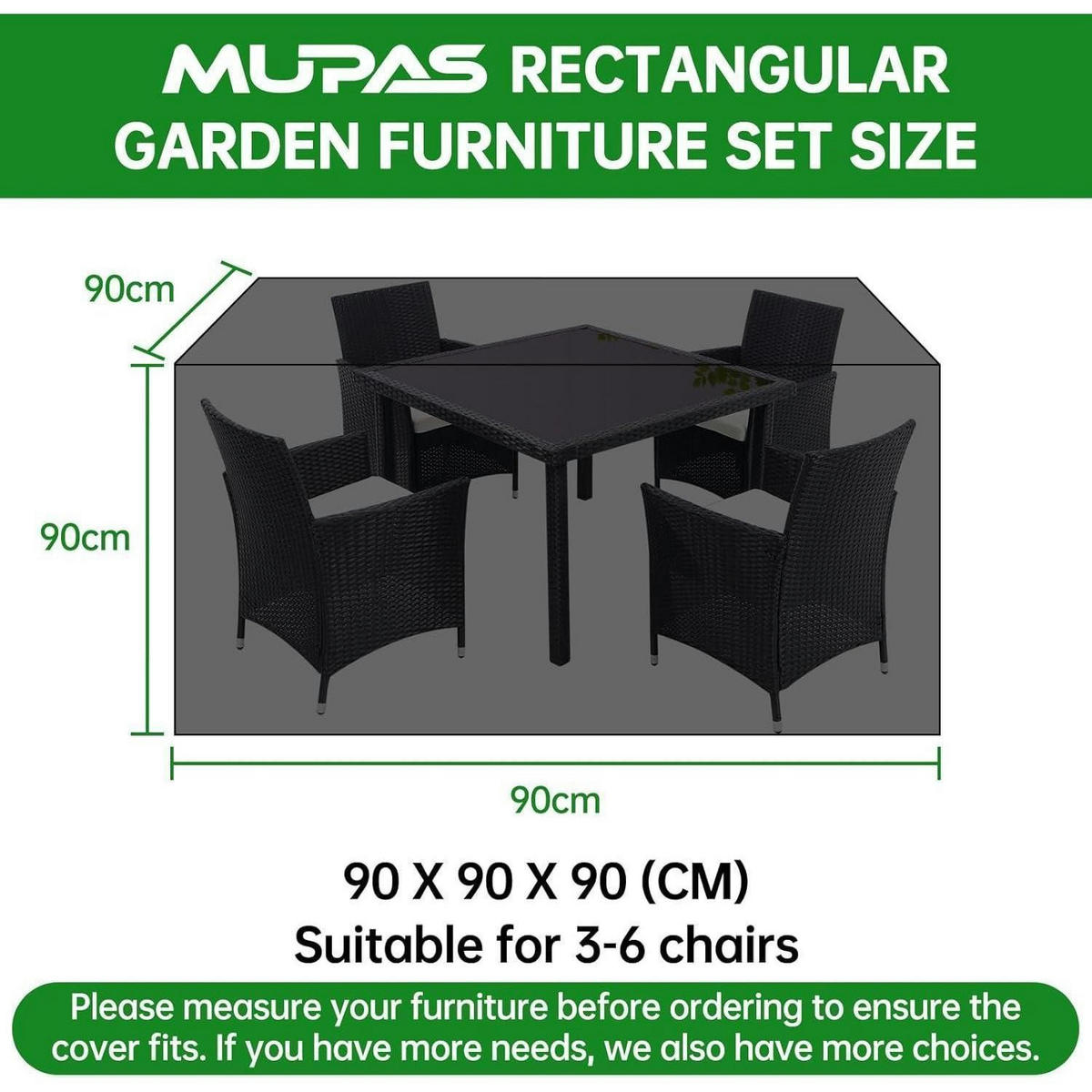 ABDECKHAUBE Gartenmöbel 90 x 90 x 90 cm Wasserdicht 420D Oxford mit Zugkordel - Schwarz, Kunststoff (90/90/90cm)