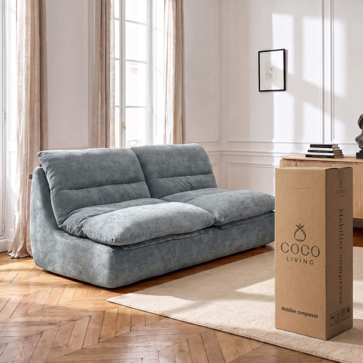 SOFA Nuvia Doppel 2-Sitzer - Salbei - Salbeigrün, Textil (160/73/100cm) - COCO Living