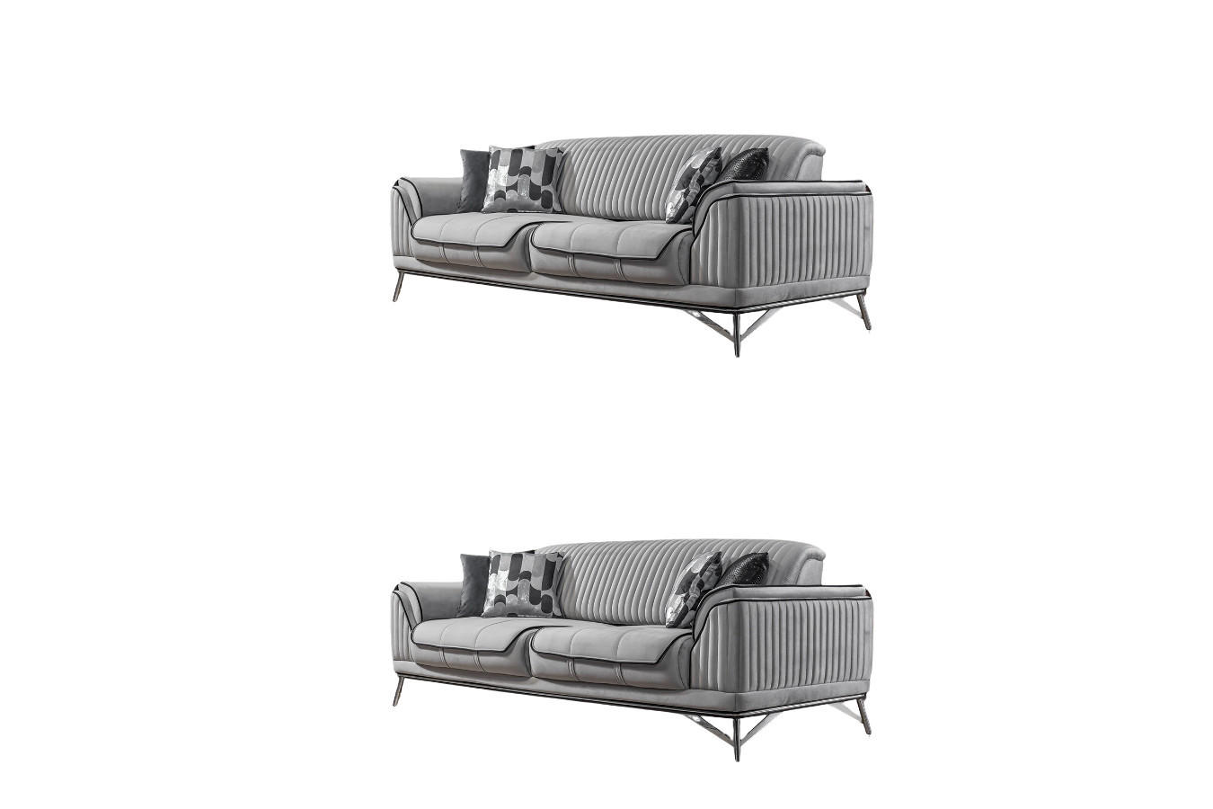 SITZGARNITUR Bond Grau Stellvariante:3+3 - Grau, Holz (227/85/100cm) - Villa Möbel