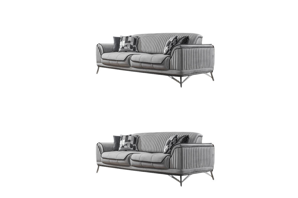 SITZGARNITUR Bond Grau Stellvariante:3+3 - Grau, Holz (227/85/100cm) - Villa Möbel