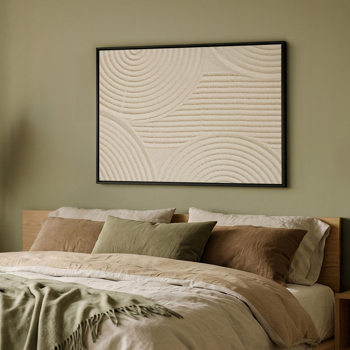 LEINWAND Bilder mit Rahmen - Muster - Abstrakt - Weiß - 100x70 - Beige, Textil (100/70cm) - MuchoWow