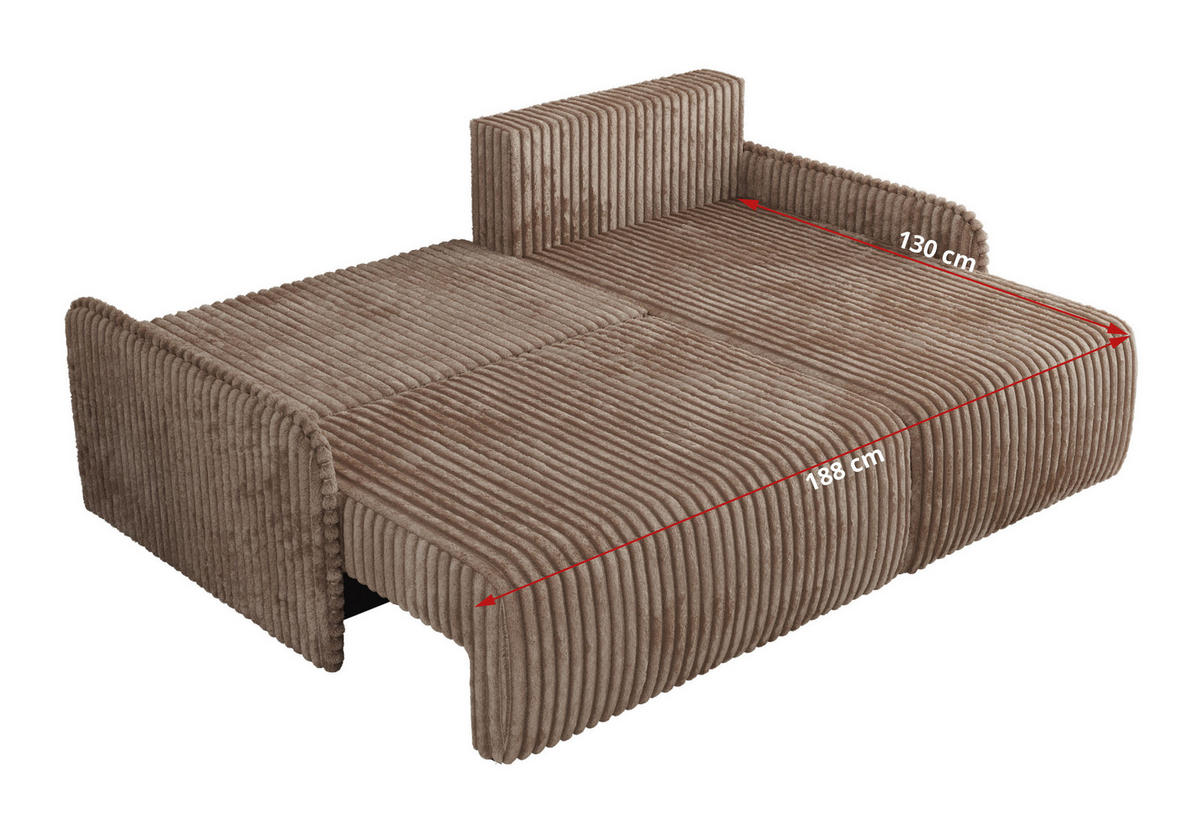 ECKSCHLAFSOFA ARPA L Braun Cord - rechts - Schwarz/Braun, Kunststoff/Textil (150/198cm) - MKS