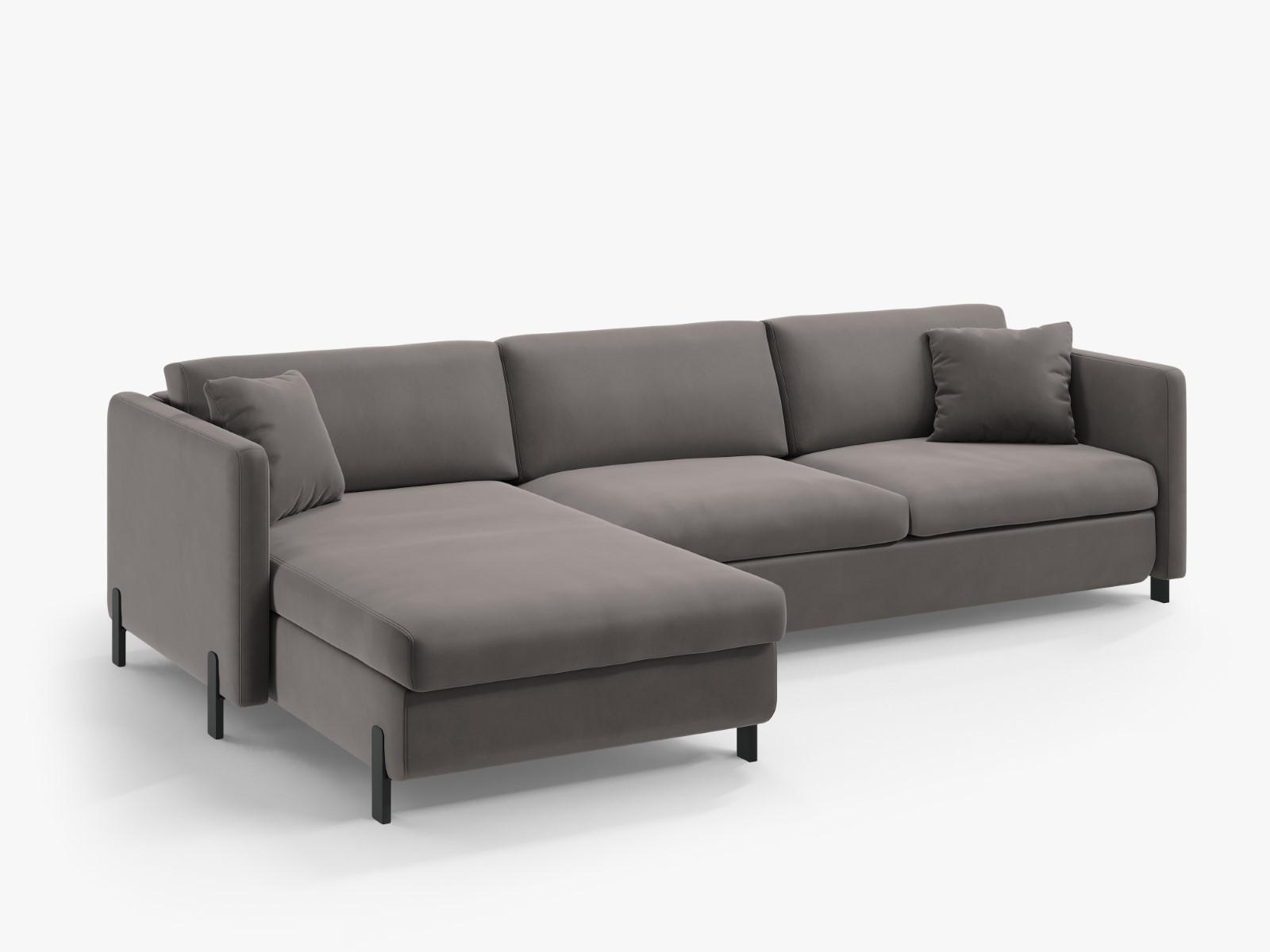 ECKSOFA ausklappbar links Gloria aus Samt grau 4 Sitzplätze - Grau, Textil (260/170cm) - Micadoni