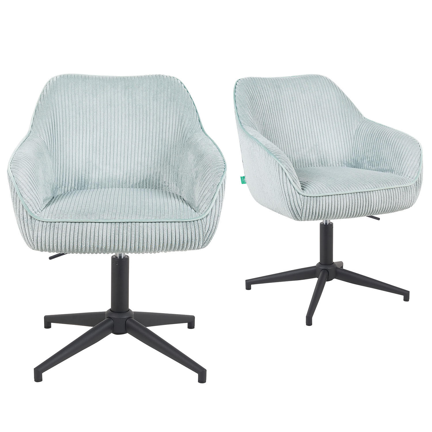 BÜROSTUHL Mika-Caro - Schwarz/Hellblau, Textil/Metall (60/79/61cm) - DUBI Möbel