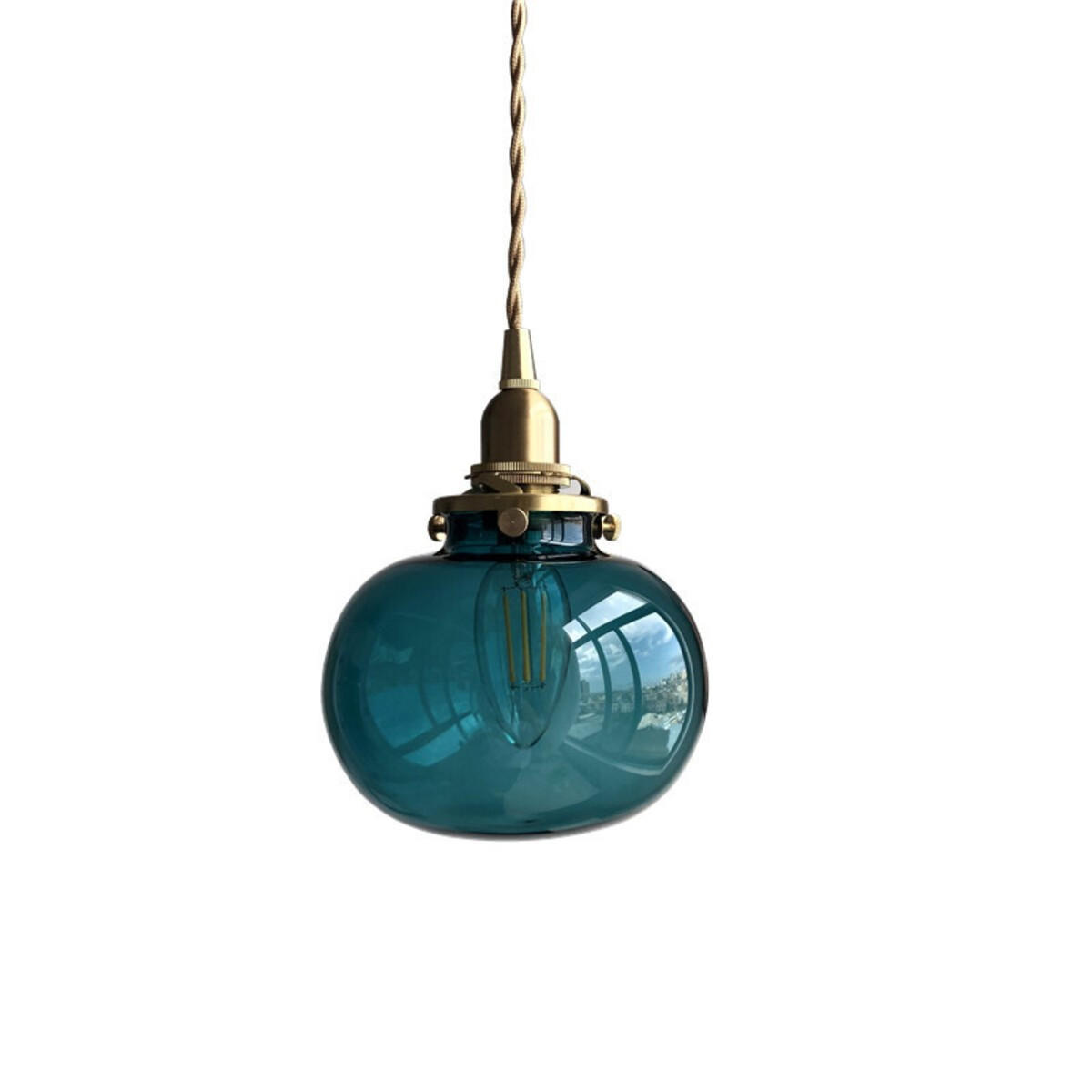 LED-HÄNGELEUCHTE Blau 4W 13/13/17-150 cm - Blau, Glas (13/13/17cm) - Authentics