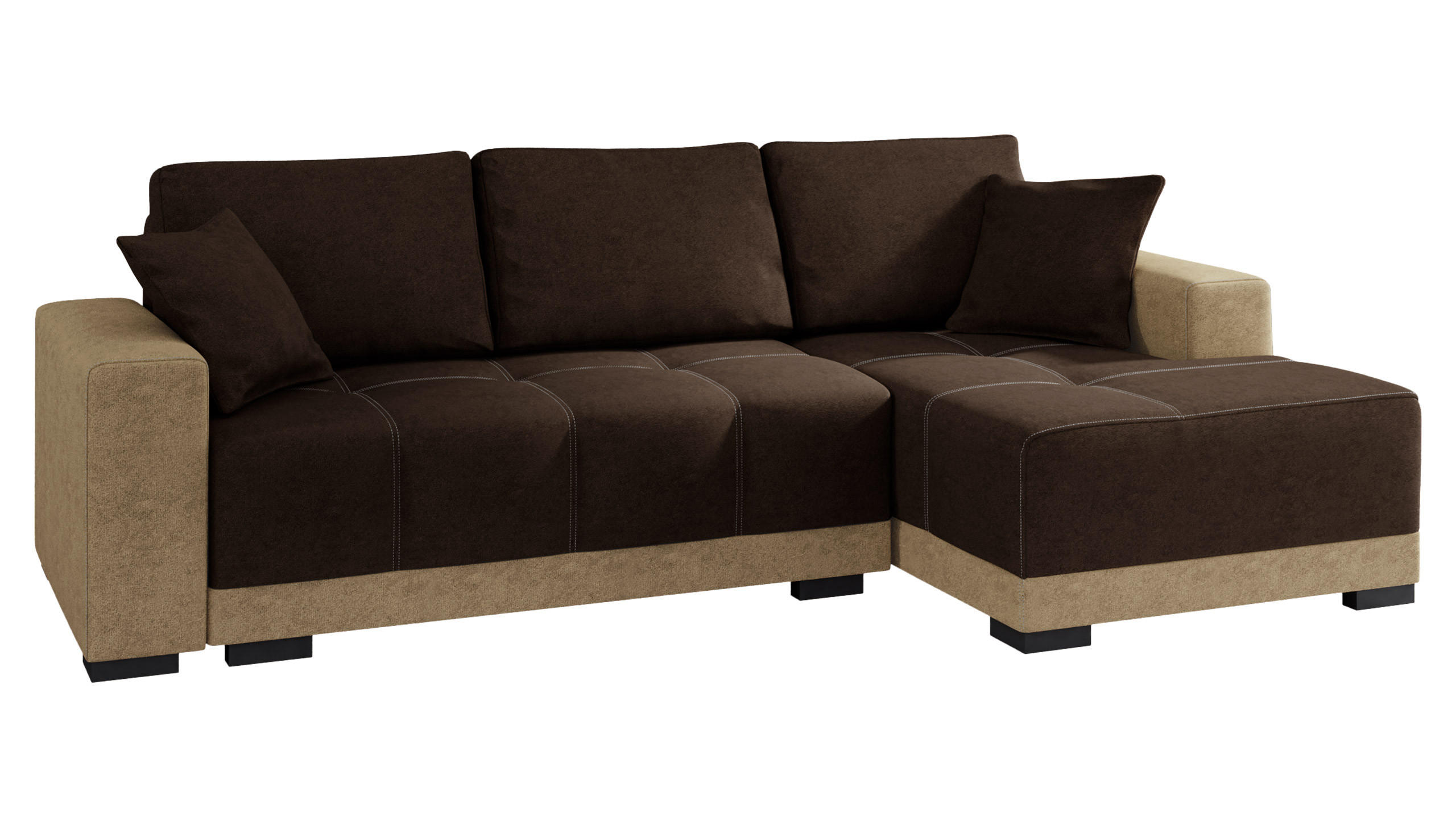 ECKSOFA Dallas, Seite: Rechts - Beige/Schwarz, Holz/Textil (240/140cm) - MIRJAN24