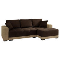 ECKSOFA Dallas, Seite: Rechts - Beige/Schwarz, Holz/Textil (240/140cm) - MIRJAN24