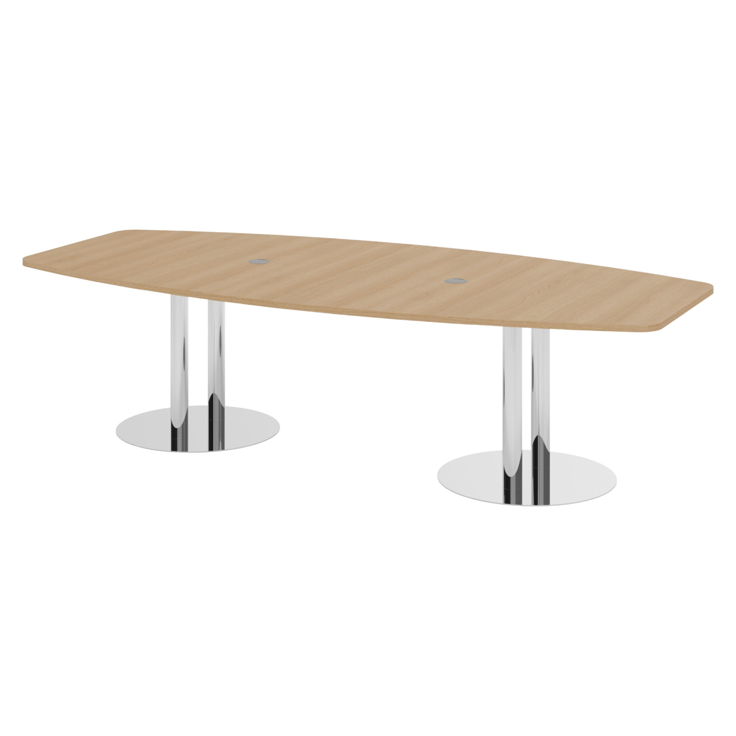 KONFERENZTISCH mittel KT28 130/280/74,5 cm in Eichefarben/Chromsäulen - Chromfarben/Eichefarben, Holzwerkstoff (130/280/74.5cm) - bümö