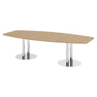 KONFERENZTISCH mittel KT28 130/280/74,5 cm in Eichefarben/Chromsäulen - Chromfarben/Eichefarben, Holzwerkstoff (130/280/74.5cm) - bümö