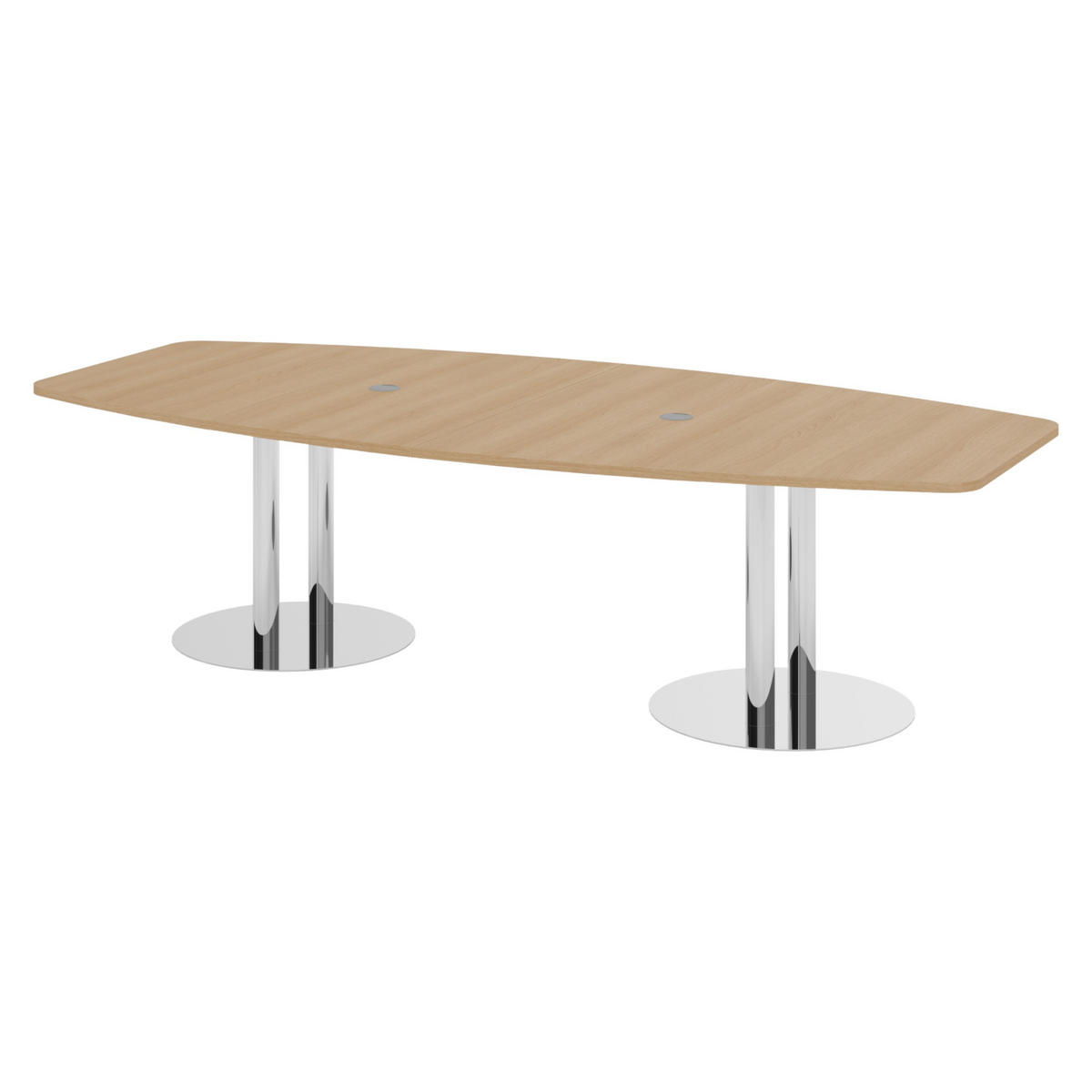 KONFERENZTISCH mittel KT28 130/280/74,5 cm in Eichefarben/Chromsäulen - Chromfarben/Eichefarben, Holzwerkstoff (130/280/74.5cm) - bümö