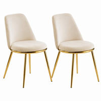 ESSZIMMERSTUHL mit hoher Rückenlehne Velvet Cream White 2er-Set - Weiß, Metall (47/82/56cm) - Meubliv
