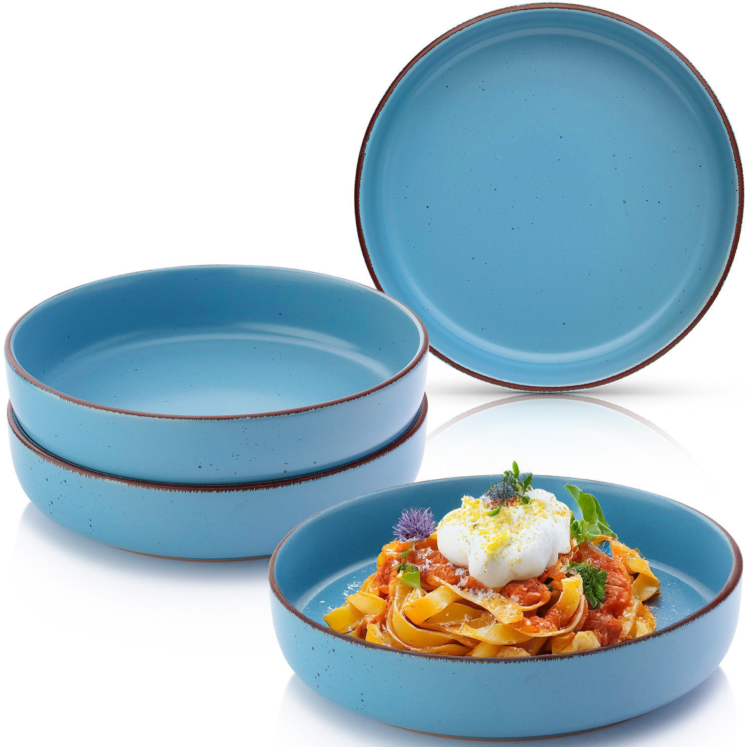 PASTASCHALEN BOMBAY SAPHIR - 4 teilig aus Steingut - Blau, Stein (20.5cm) - Sänger