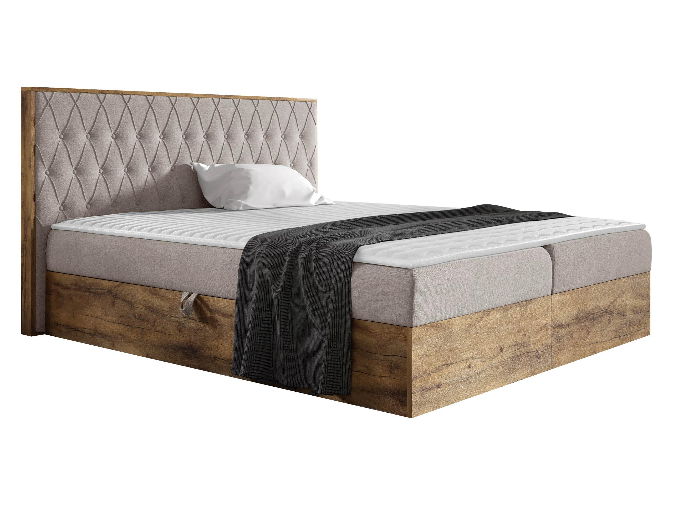 BOXBETT Wood 6 - Naturfarben, Holz/Textil (180/200cm) - MIRJAN24