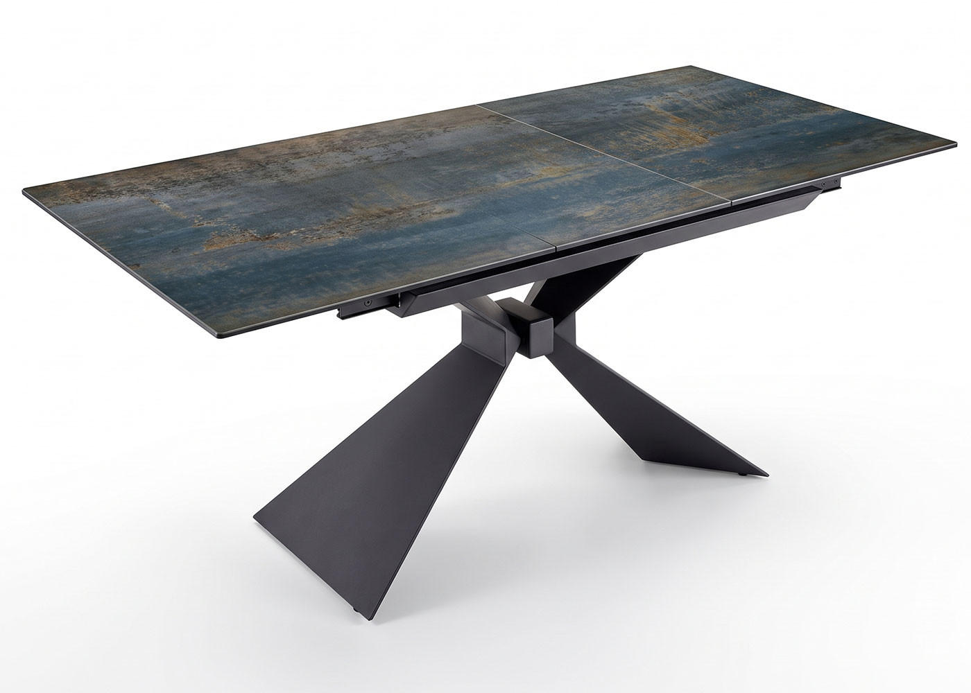 Feldmann-Wohnen Esstisch Schwarz, Blau 90x76x230 cm